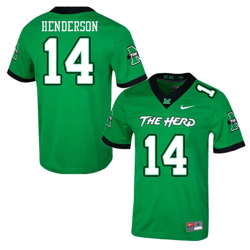 Men #14 Jacobie Henderson Marshall Thundering Herd College Football Jerseys Stitched-Green - Click Image to Close